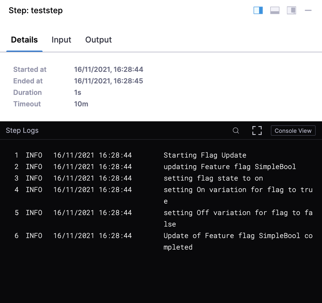 A screenshot of the details console.