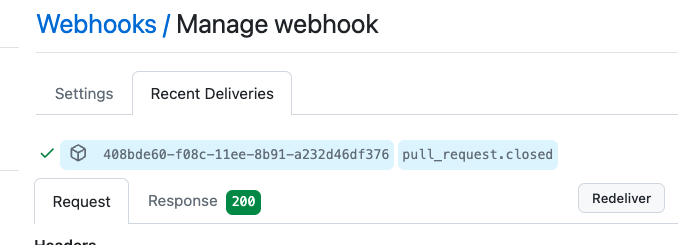 GitHub: request and response were successful
